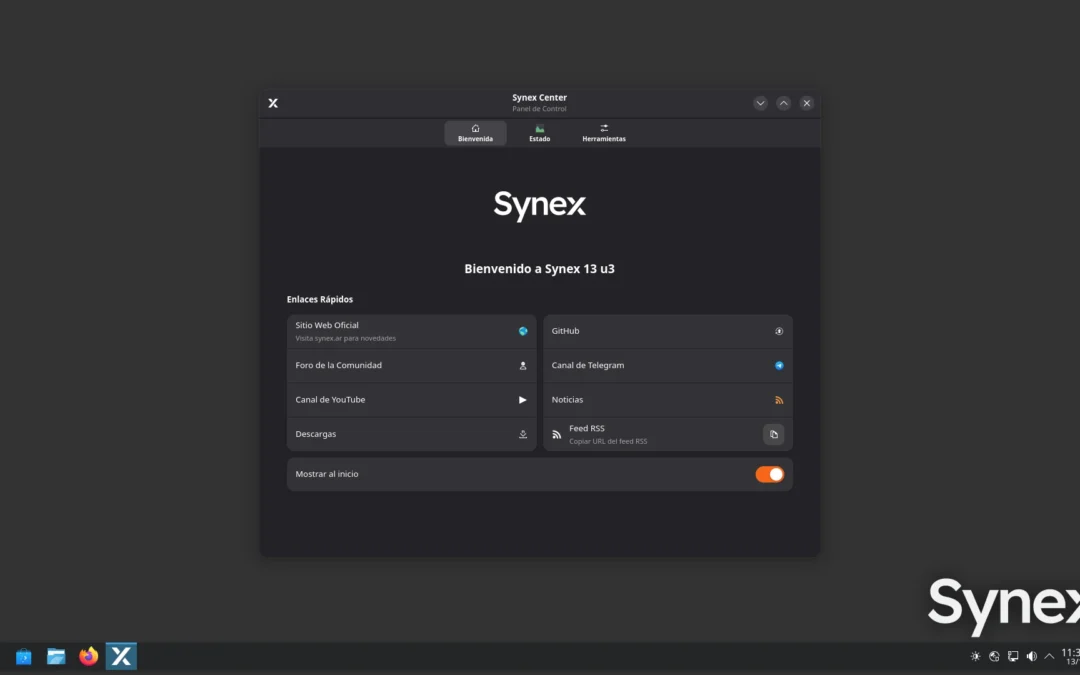 Synex 13 u3: nueva aplicación de bienvenida y panel de control integrado