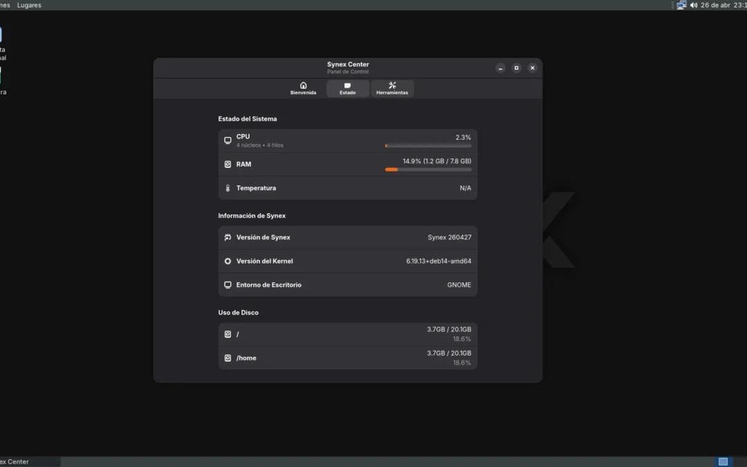 Synex semi-rolling: ediciones GNOME y XFCE disponibles, imágenes actualizadas