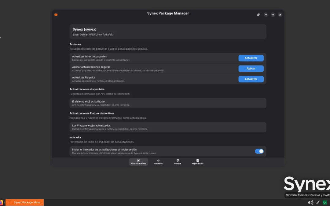 Synex semi-rolling: Synex Package Manager como centro de software, imágenes actualizadas y base más liviana