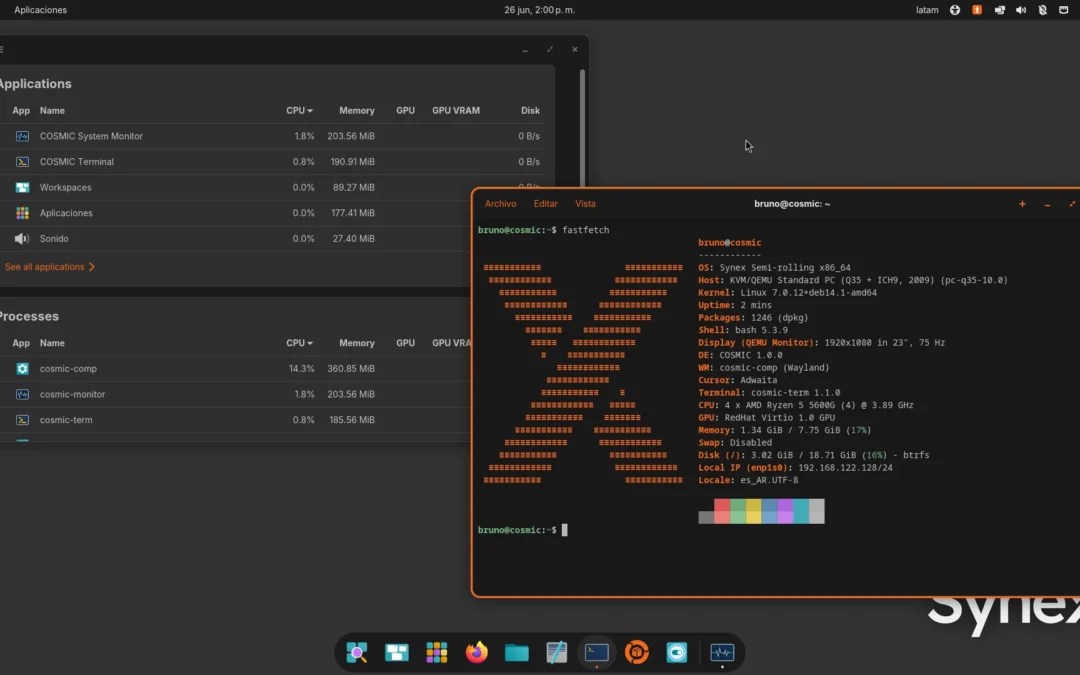 Synex Semi-rolling suma COSMIC 1.1.0, el escritorio de nueva generación de System76