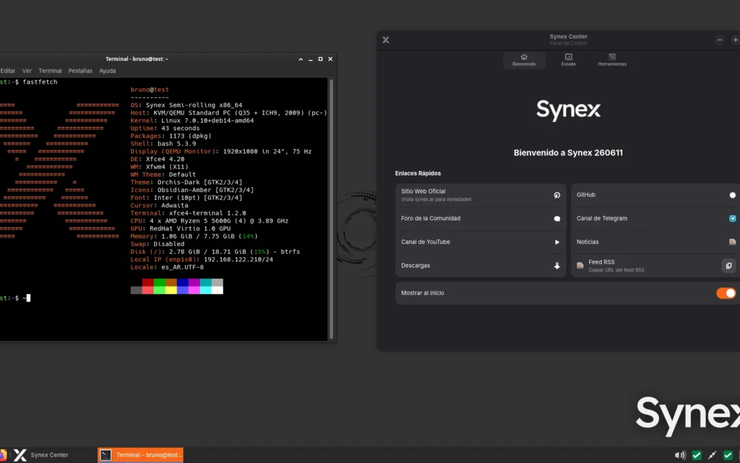 Synex Semi-rolling: nueva imagen testing con Synex Package Manager 1.1.1 e identidad de sistema renovada