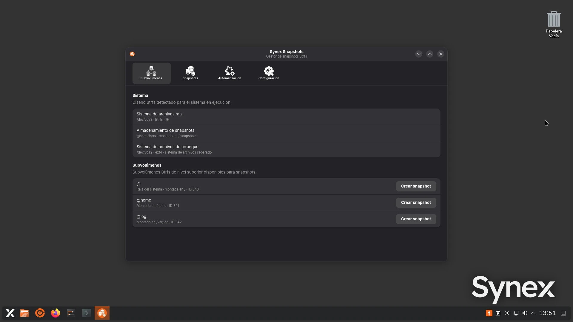 Synex Semi-rolling 26.08.17: COSMIC 1.5.0, gestión de snapshots Btrfs y corrección del arranque en MBR